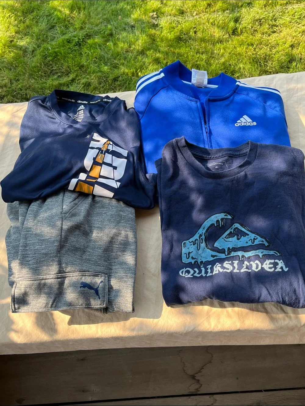 XL Big Boys Athletic Bundle -Puma Joggers/Adidas Jacket & Tee & QuickSilver  Top